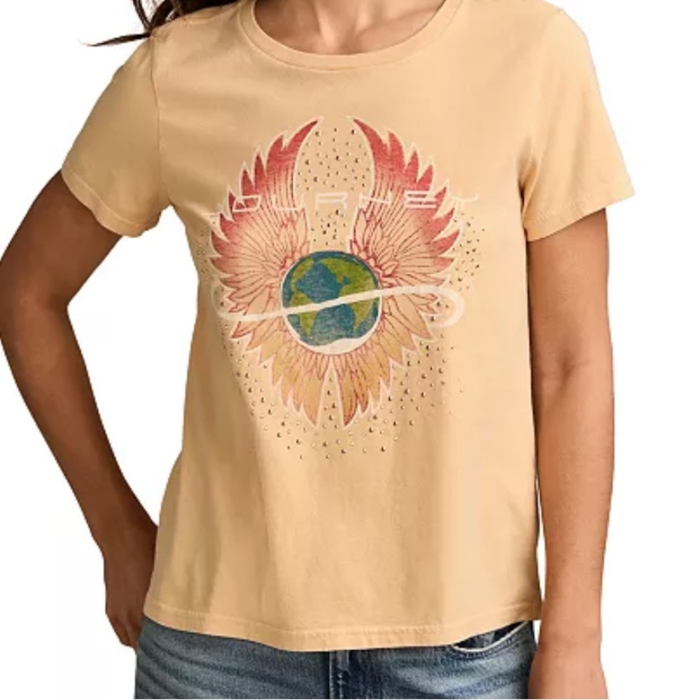 Lucky Brand Women's Cotton Journey Wings  band Graphic T-Shirt XL NWT